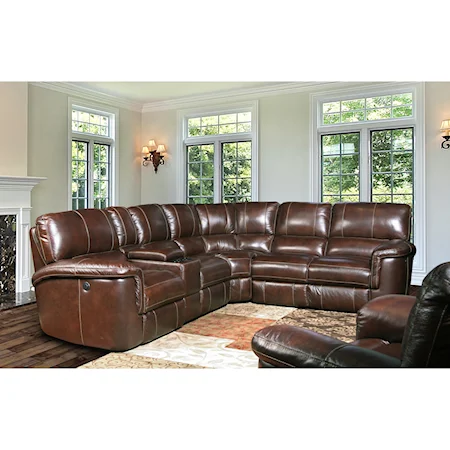 Leather Match Power Reclining Sectional Group